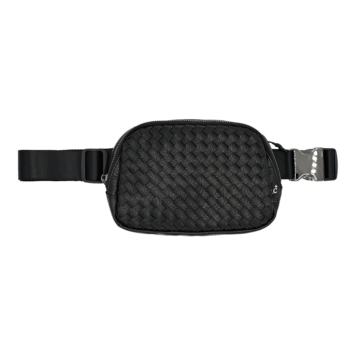 BLACK WOVEN CC BUM BAG