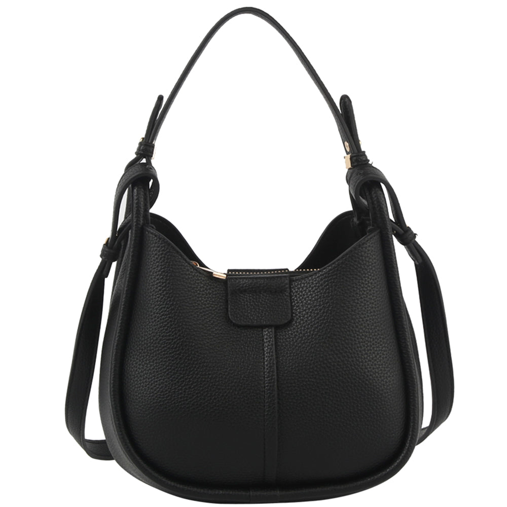 BLACK SMOOTH DESIGN SHOUDLER CROSSBODY BAG