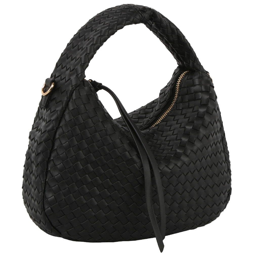 BLACK FASHION ALL OVER WOVEN HOBO BAG