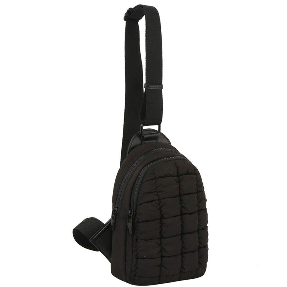 BLACK QUILTED SLING BAG