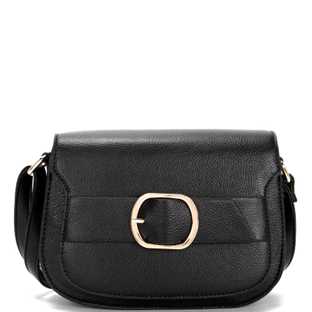 BLACK CHIC BUCKLE CROSSBODY BAG