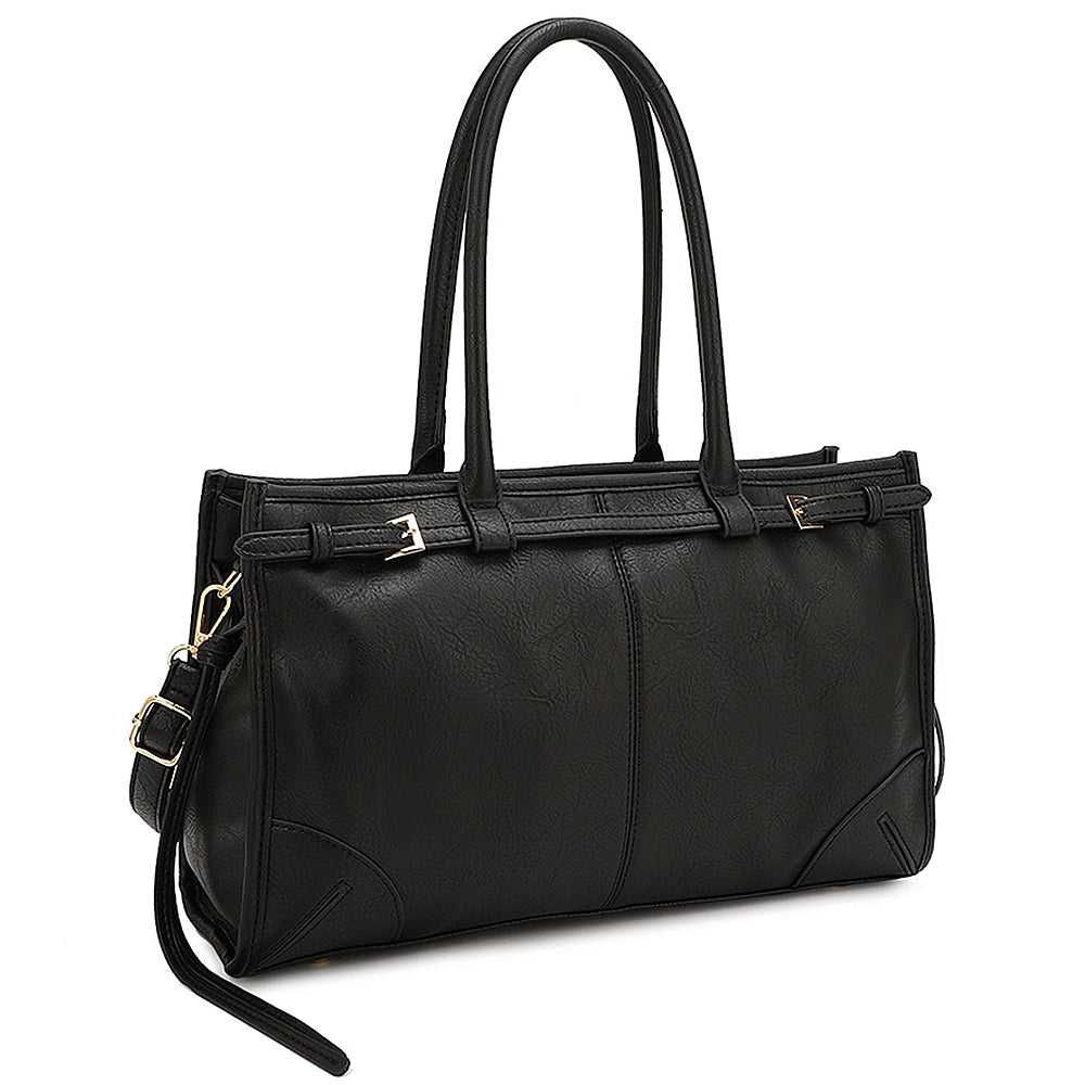 BLACK PLAIN SMOOTH TOTE BAG