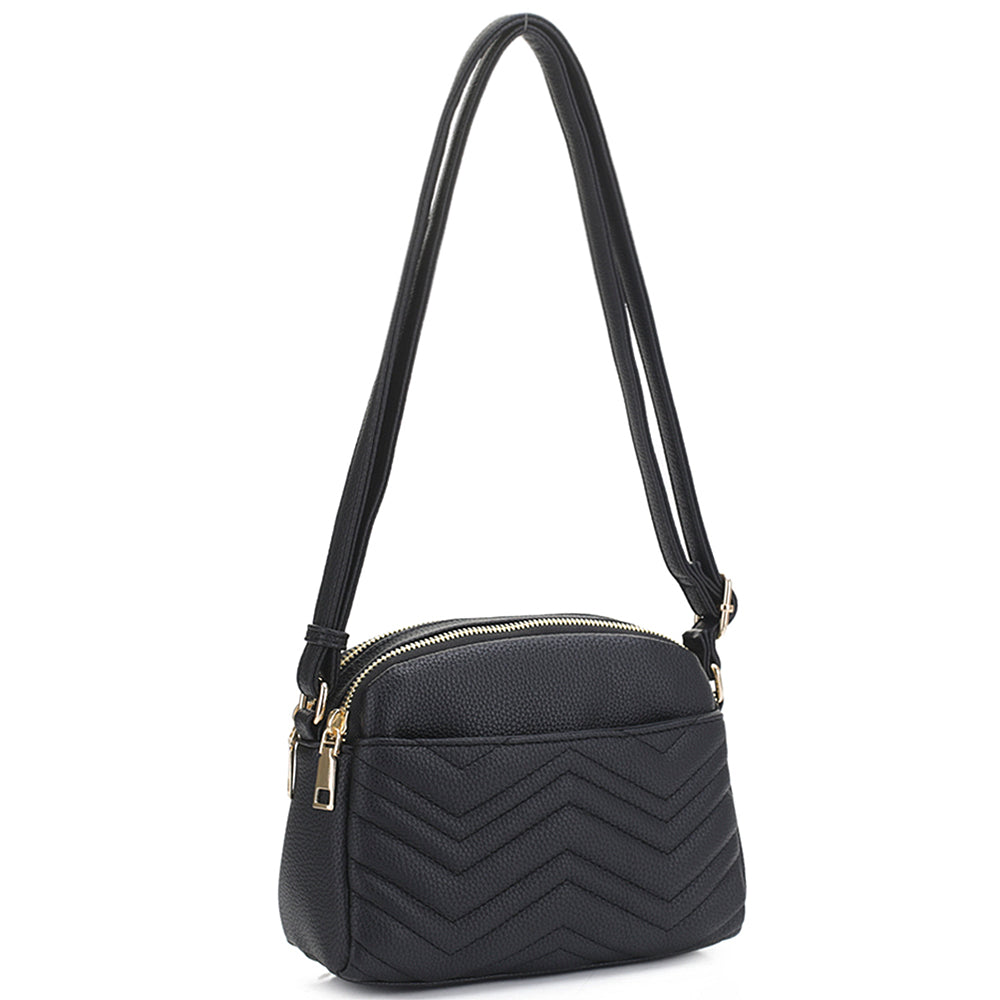 BLACK CHIC ZIPPER CROSSBODY BAG