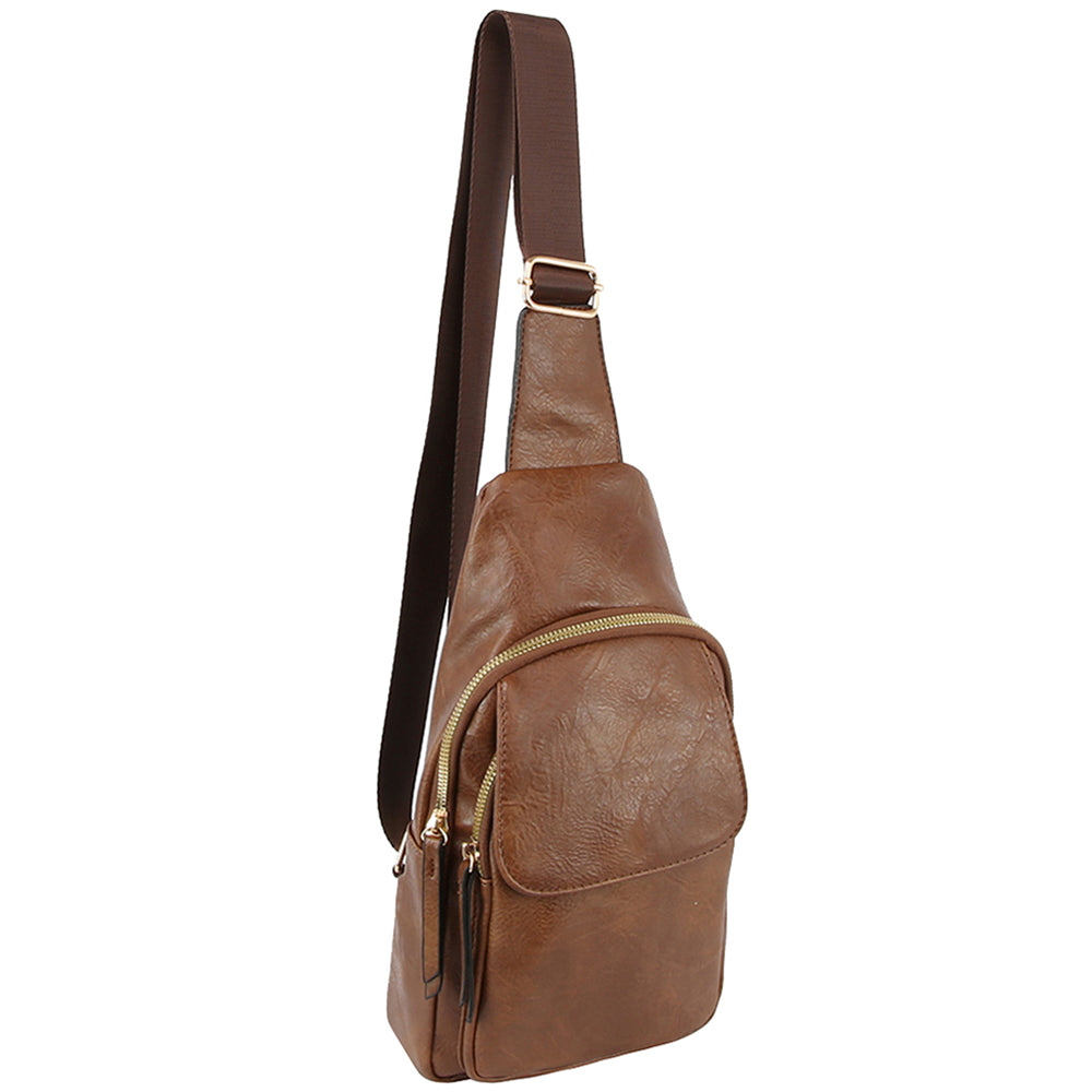 COFFEE SMOOTH SLING CROSSBODY BAG