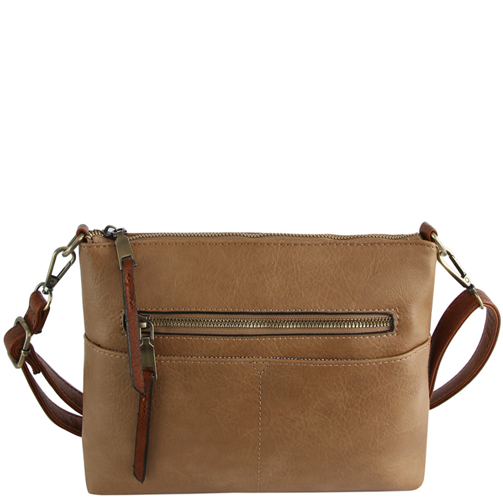 MOCHA SMOOTH ZIPPER CROSSBODY