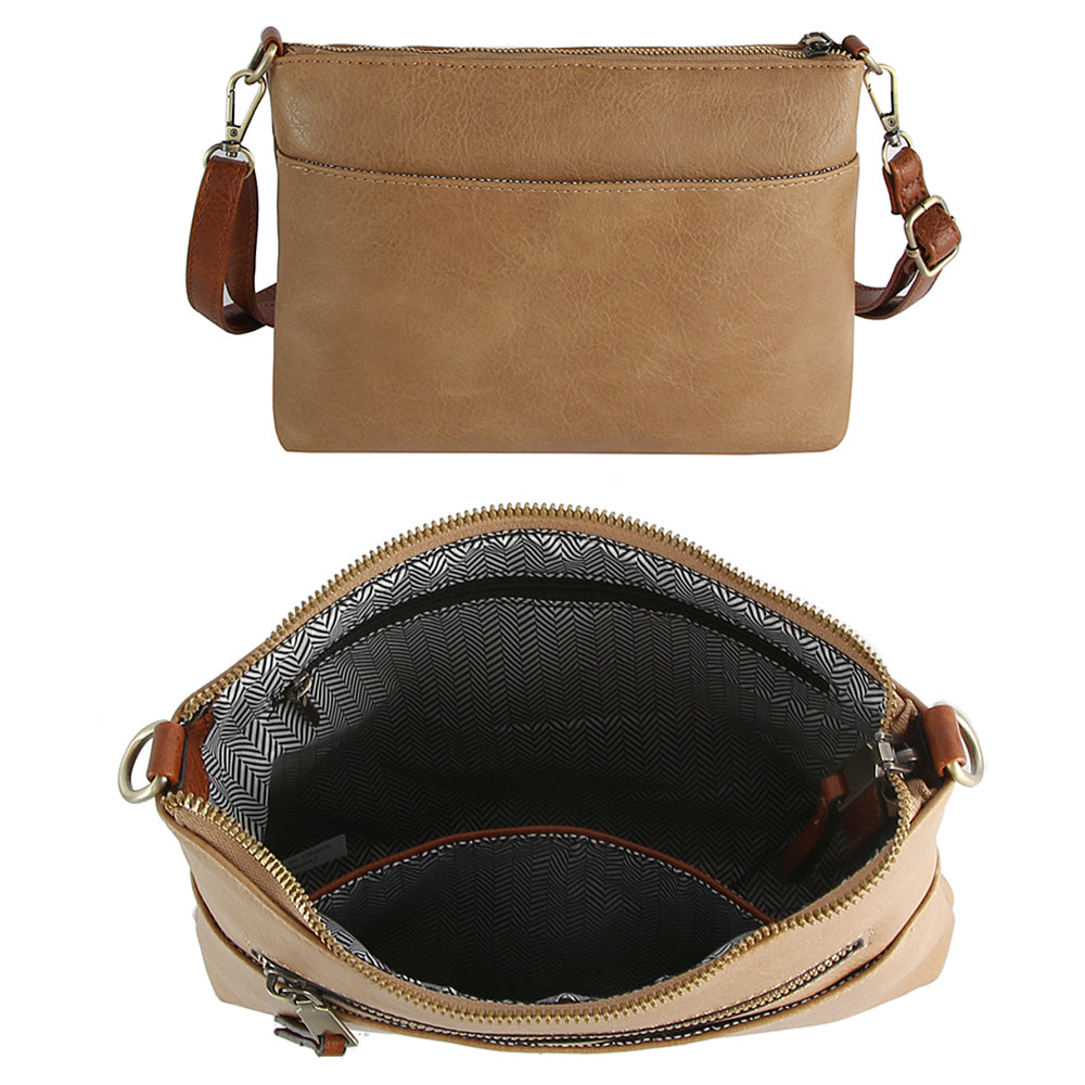 MOCHA SMOOTH ZIPPER CROSSBODY