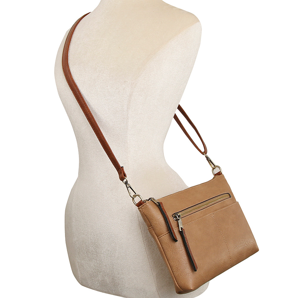 MOCHA SMOOTH ZIPPER CROSSBODY