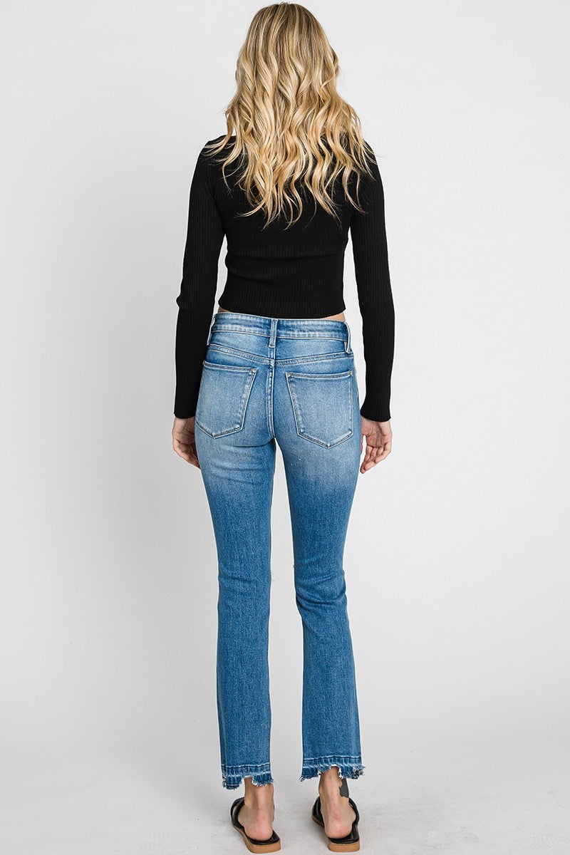 PETRA MID RISE SLIM STRAIGH DISTRESSED JEAN