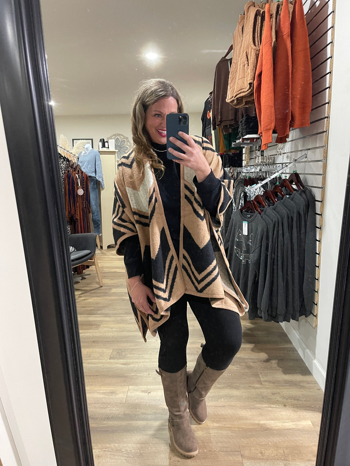 PRINTED THROW OVER PONCHO - 6 COLORS