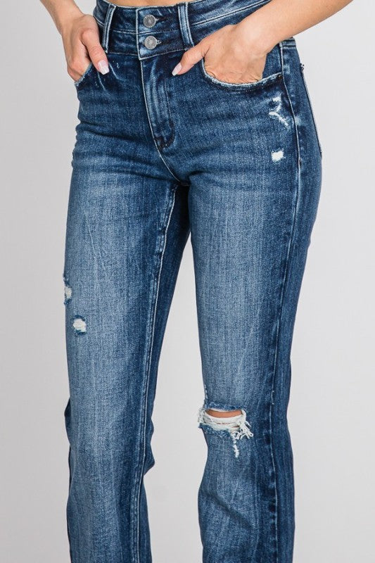 PETRA CLASSIC HIGH RISE BOOTCUT DISTRESSED JEAN