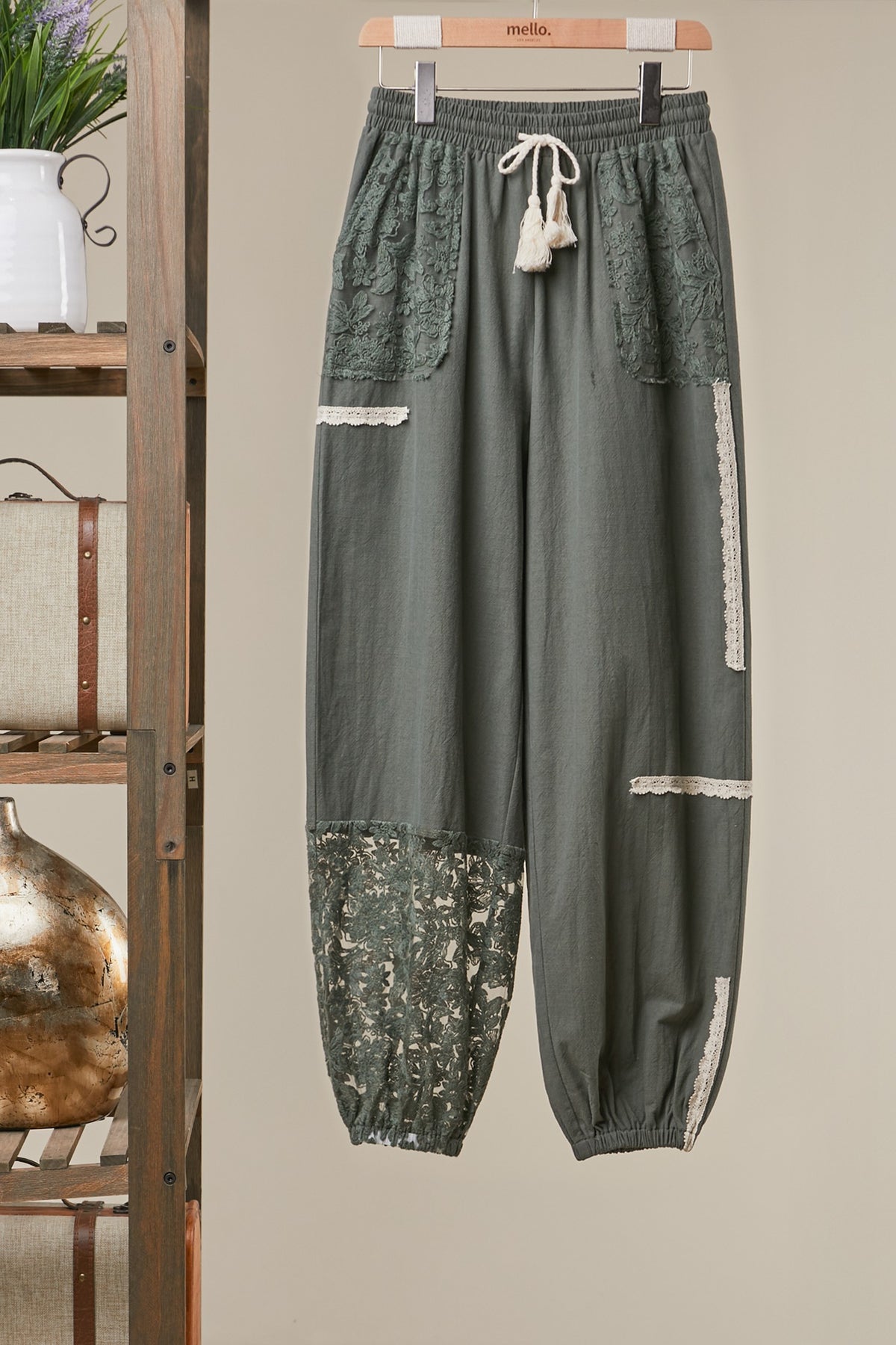 SAGE LACE TRIM JOGGER PANTS