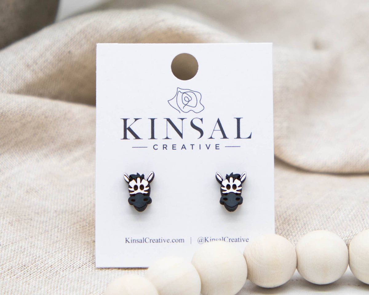 Kinsal Creative - Zebra Wood Stud Earrings