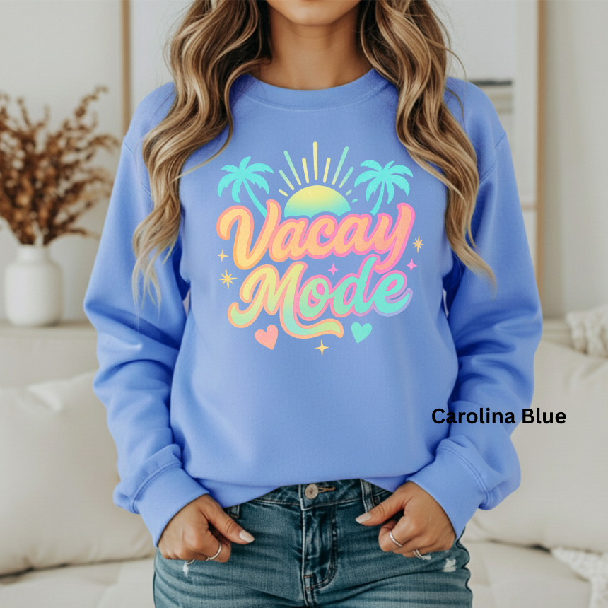 VACAY MODE PALM TREE SWEATSHIRT