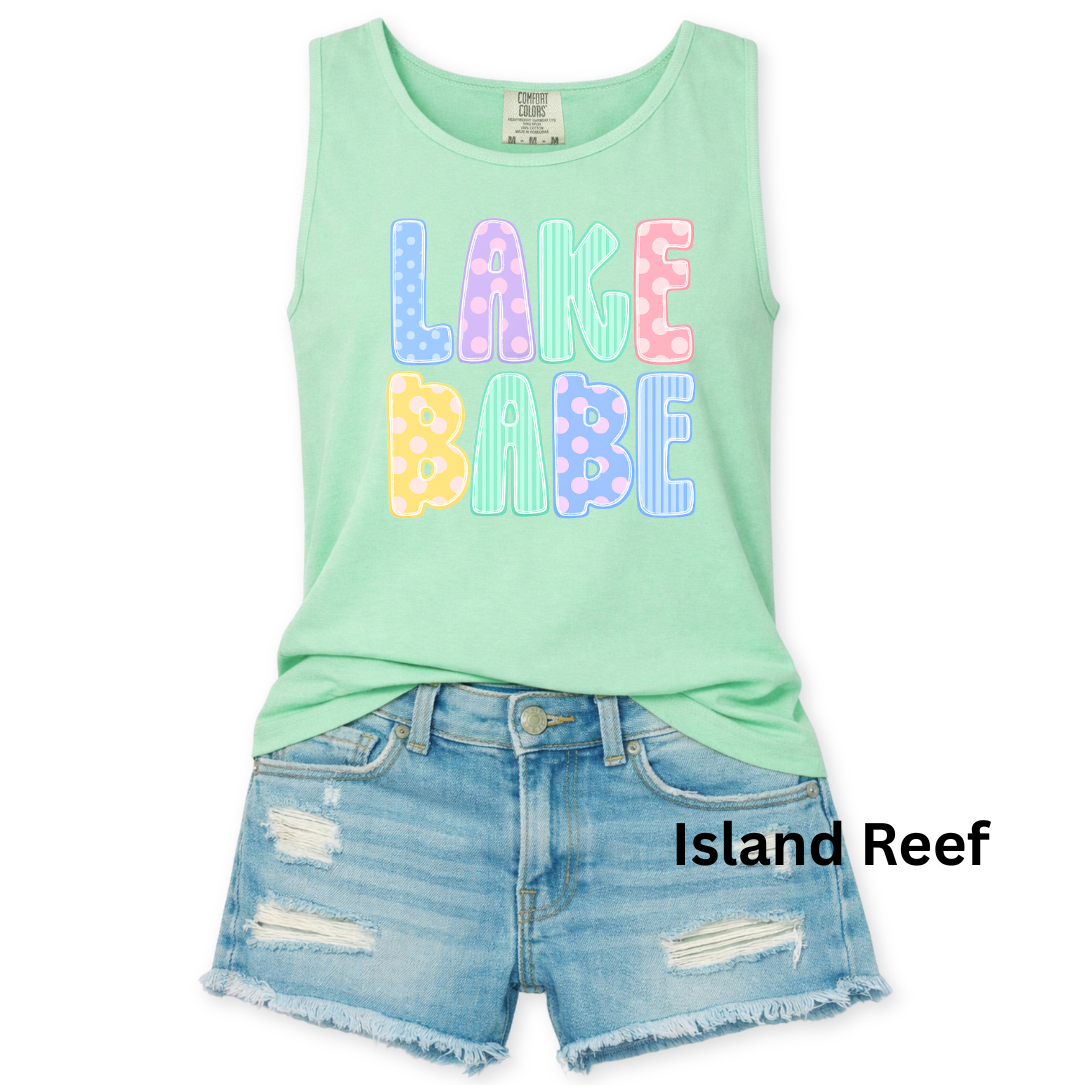 LAKE BABE POLKADOT GRAPHIC TANK - COMFORT COLORS - S-3X