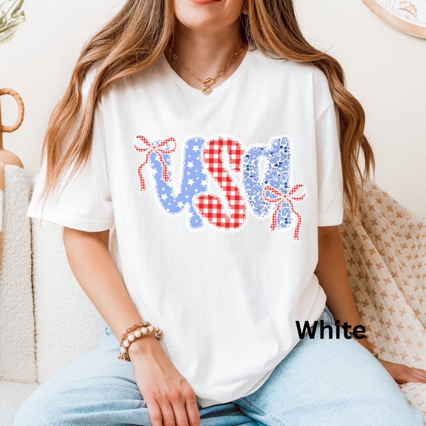 USA QUILTED GRAPHIC TEE