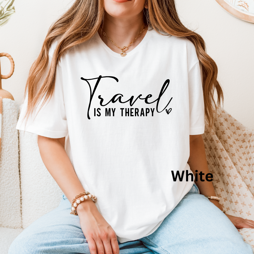 TRAVEL IS MY THERAPY - UNISEX SHORT SLEEVE TEE