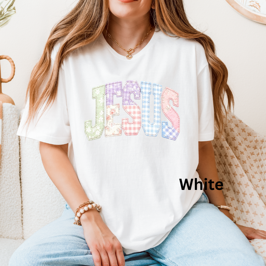 JESUS FAUX QUILTED GRAPHIC TEE - UNISEX SOFTSTYLE