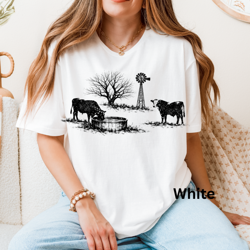 COW COUNTRYSIDE GRAPHIC TEE