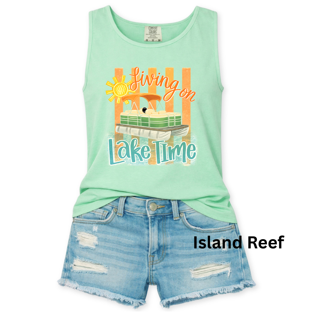 LIVING ON LAKE TIME COMFORT COLORS TANK
