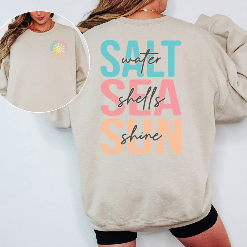 SALTWATER, SEASHELLS, SUNSHINE GRAPHIC SWEATSHIRT