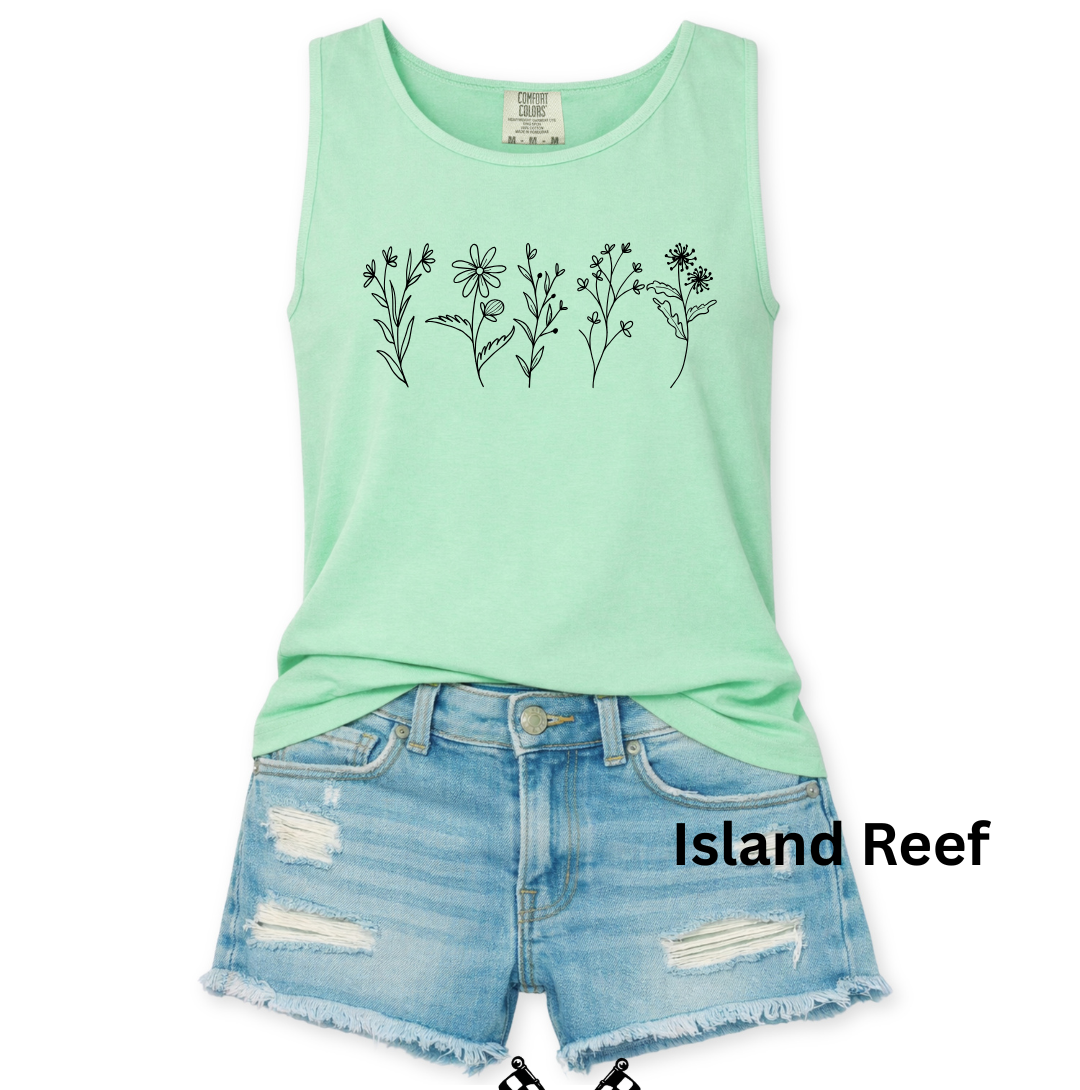 FLORAL GRAPHIC COMFORT COLORS TANK