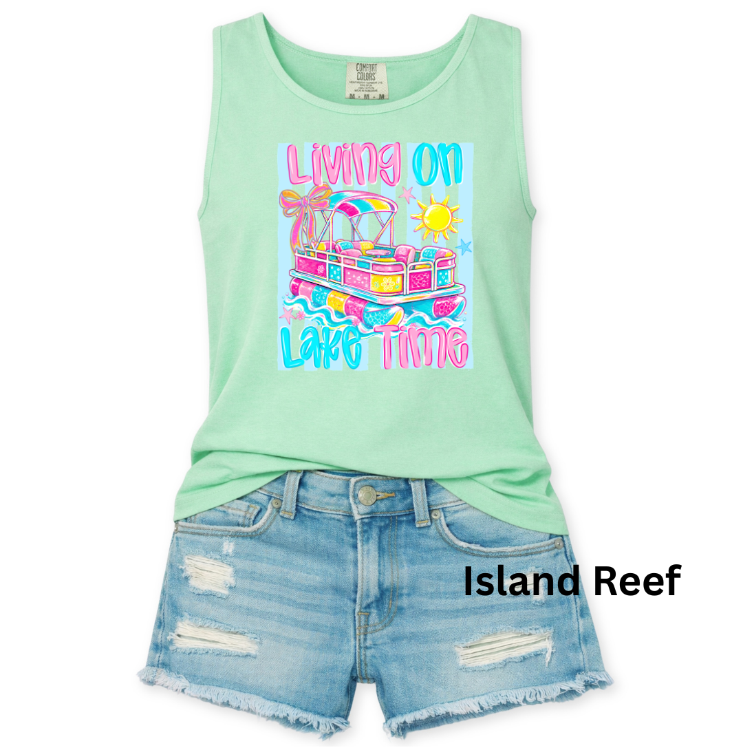 LIVING ON LAKE TIME - PINK/BLUE - COMFORT COLORS - S-3X