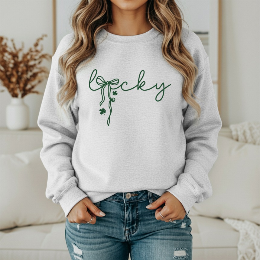 LUCKY WITH A BOW SWEATSHIRT PULLOVER