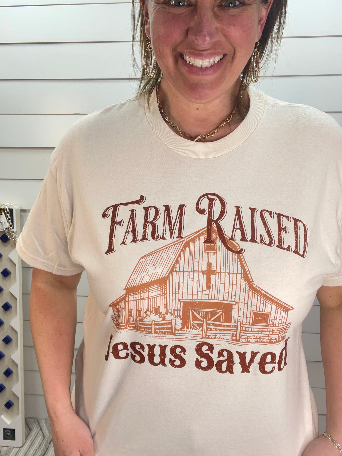 FARM RAISED JESUS SAVED GRAPHIC TEE