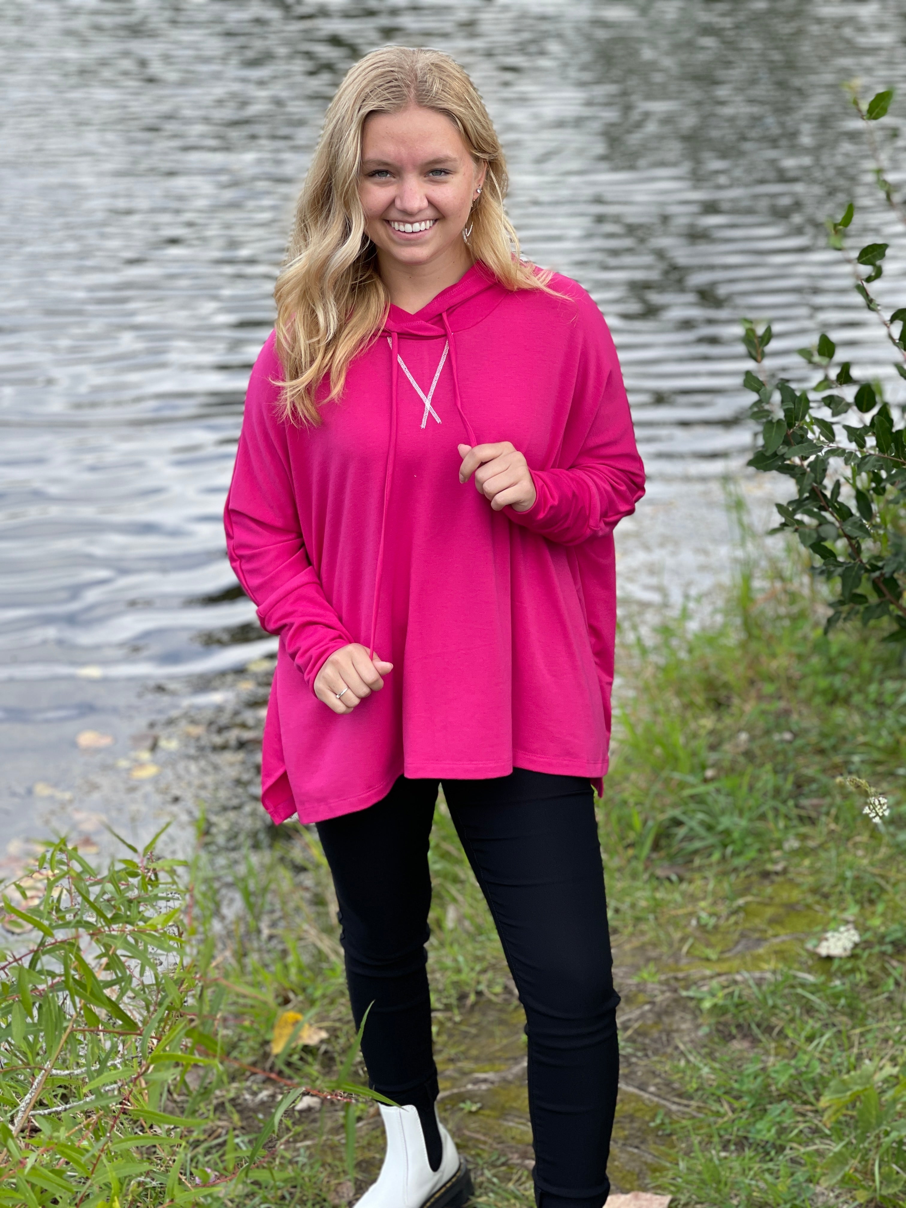 Hot pink oversized sales hoodie