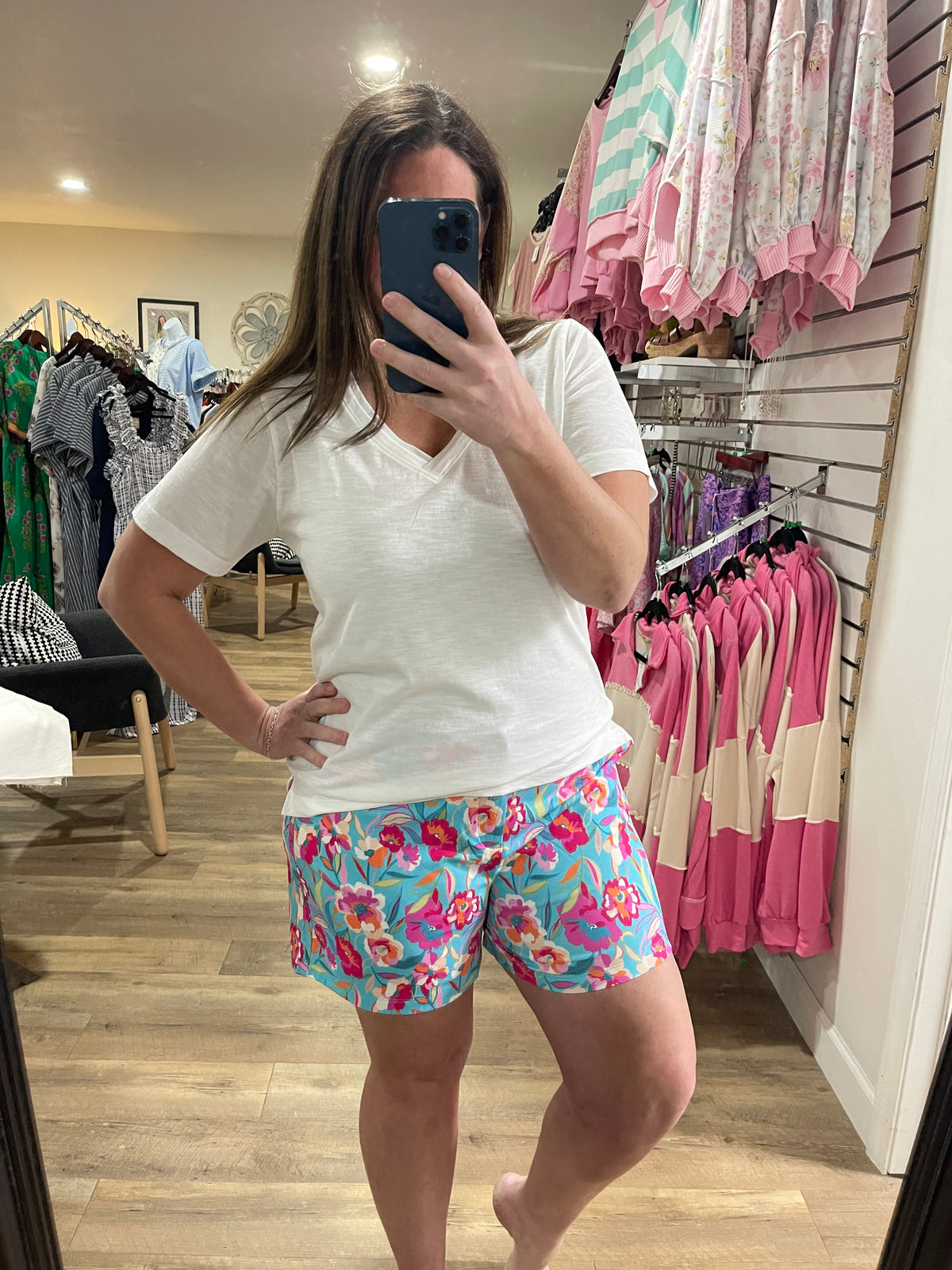 DEAR SCARLETT MINT/FUCSHIA FLORAL KNIT SHORTS