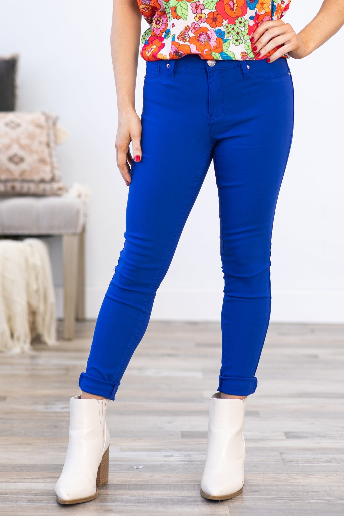 MIDNIGHT BLUE HYPERSTRETCH SKINNY MID RISE PANTS