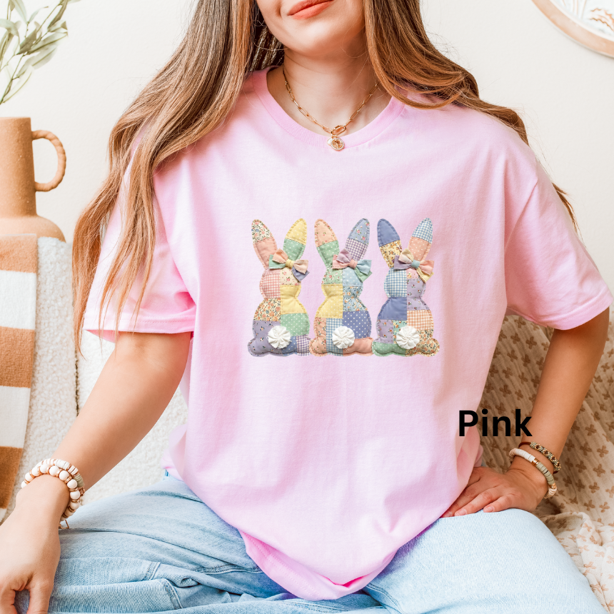 FAUX QUILTED BUNNIE SHORT SLEEVE TEE SOFTSTYLE