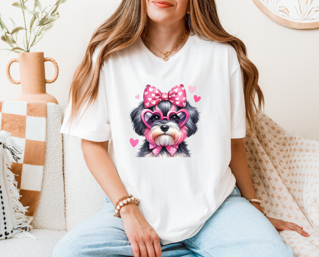 VALENTINE DOG - WHITE SHORT SLEEVE TEE SHIRT S-4XL - 25 BREEDS- EACH COLOR HAS IT'S OWN LISTING