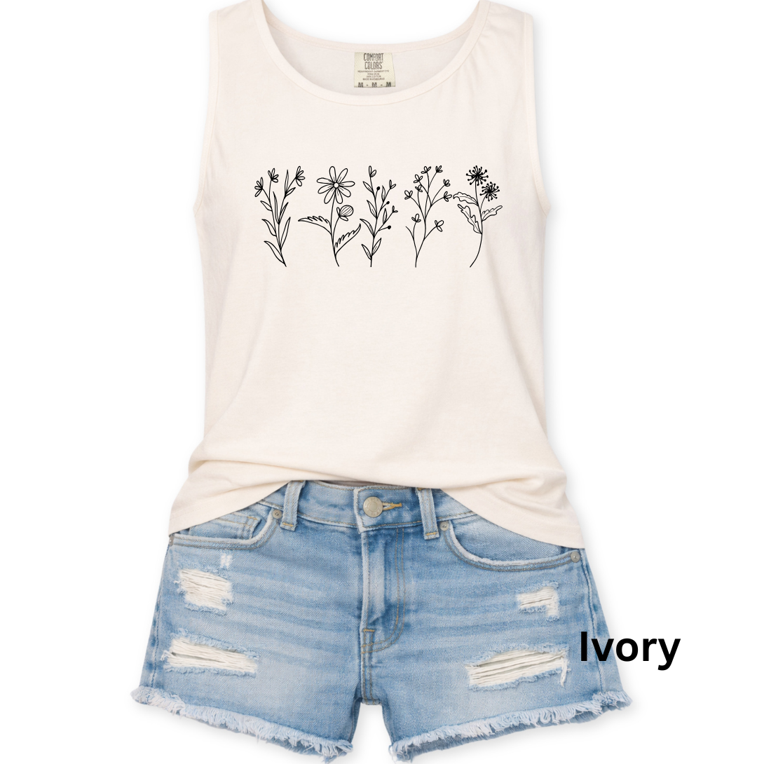FLORAL GRAPHIC COMFORT COLORS TANK