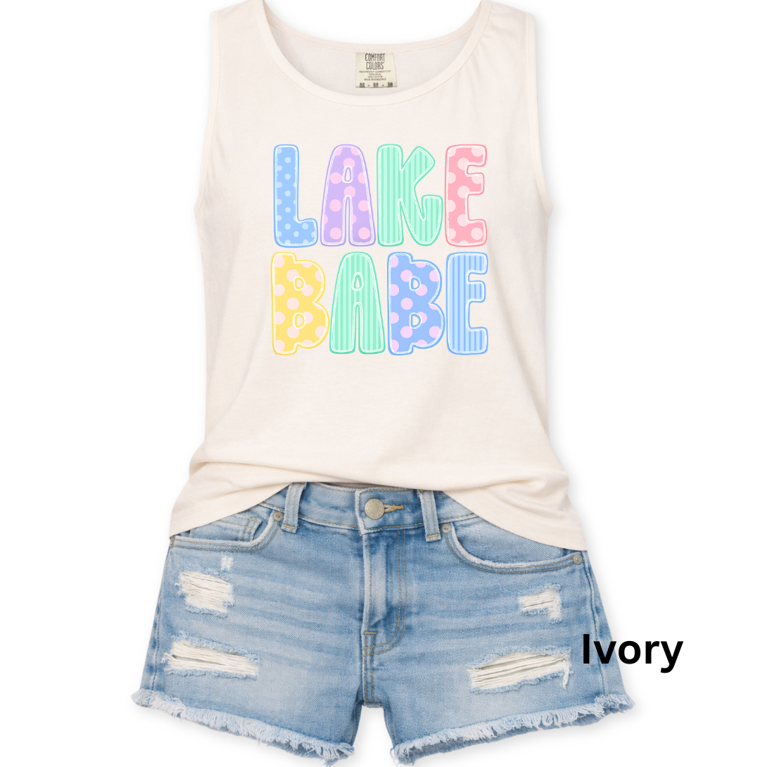 LAKE BABE POLKADOT GRAPHIC TANK - COMFORT COLORS - S-3X