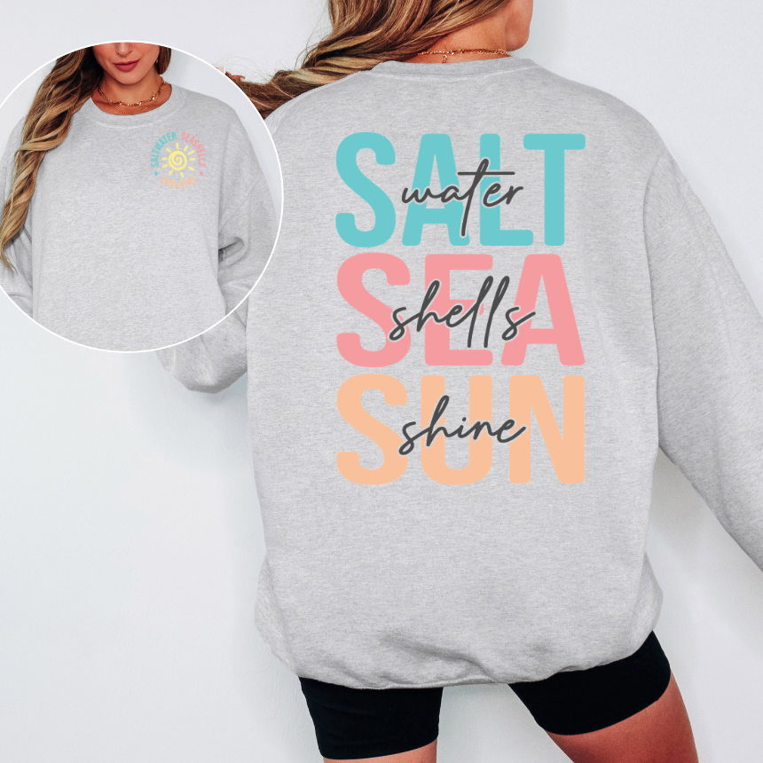 SALTWATER, SEASHELLS, SUNSHINE GRAPHIC SWEATSHIRT