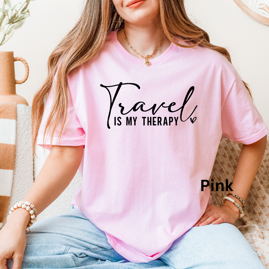 TRAVEL IS MY THERAPY - UNISEX SHORT SLEEVE TEE