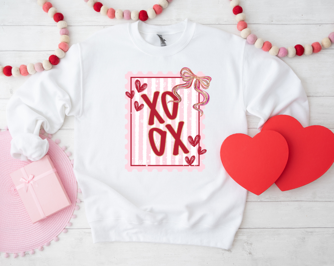 XOXO STRIPED/BOW GRPAHIC SHORT SLEEVE TEE