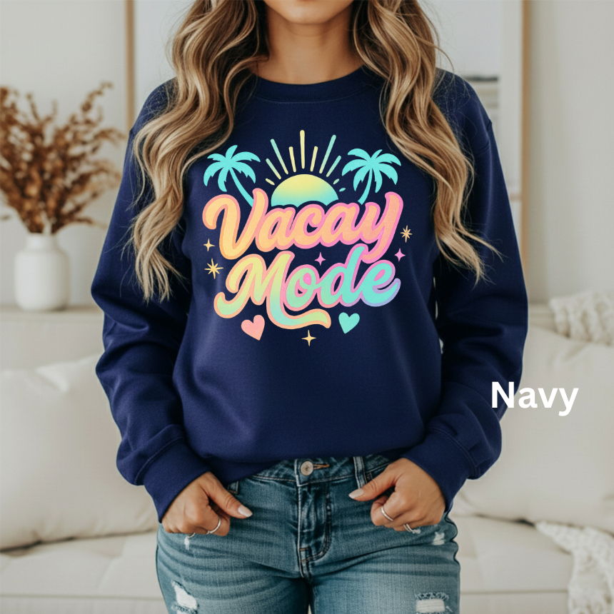 VACAY MODE PALM TREE SWEATSHIRT