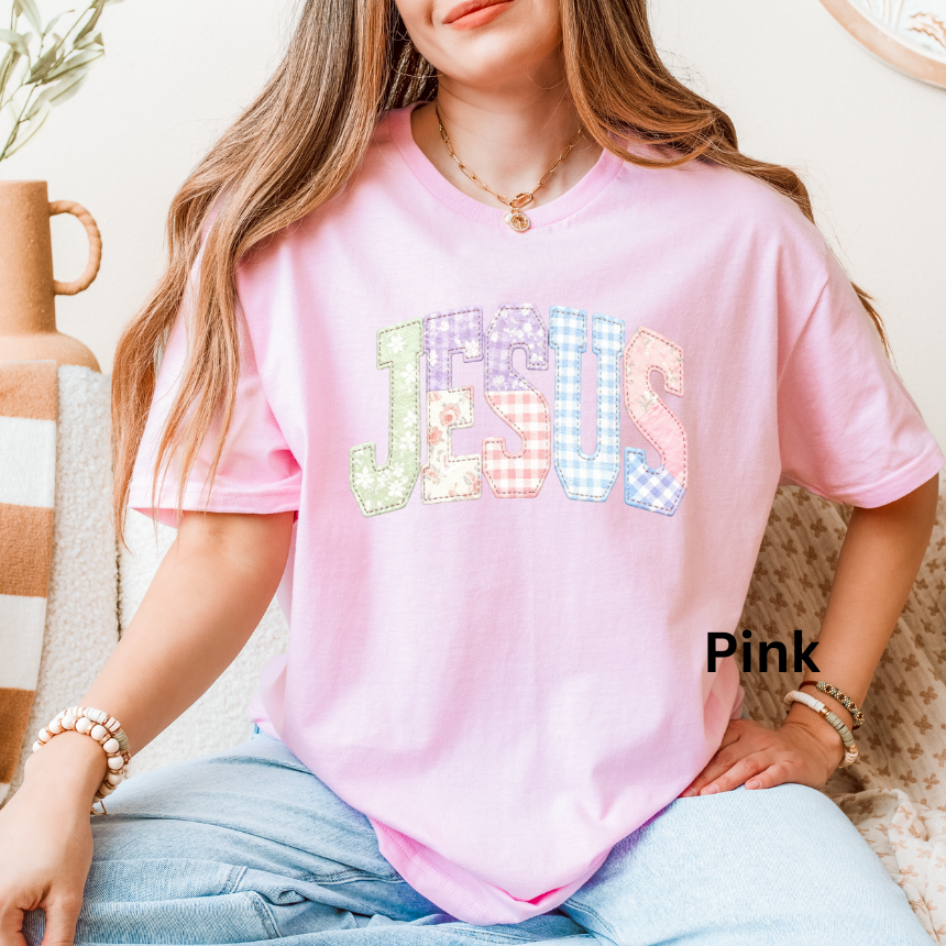 JESUS FAUX QUILTED GRAPHIC TEE - UNISEX SOFTSTYLE