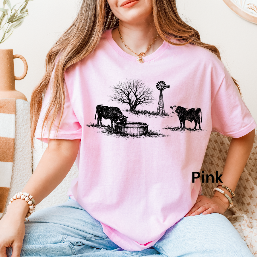 COW COUNTRYSIDE GRAPHIC TEE