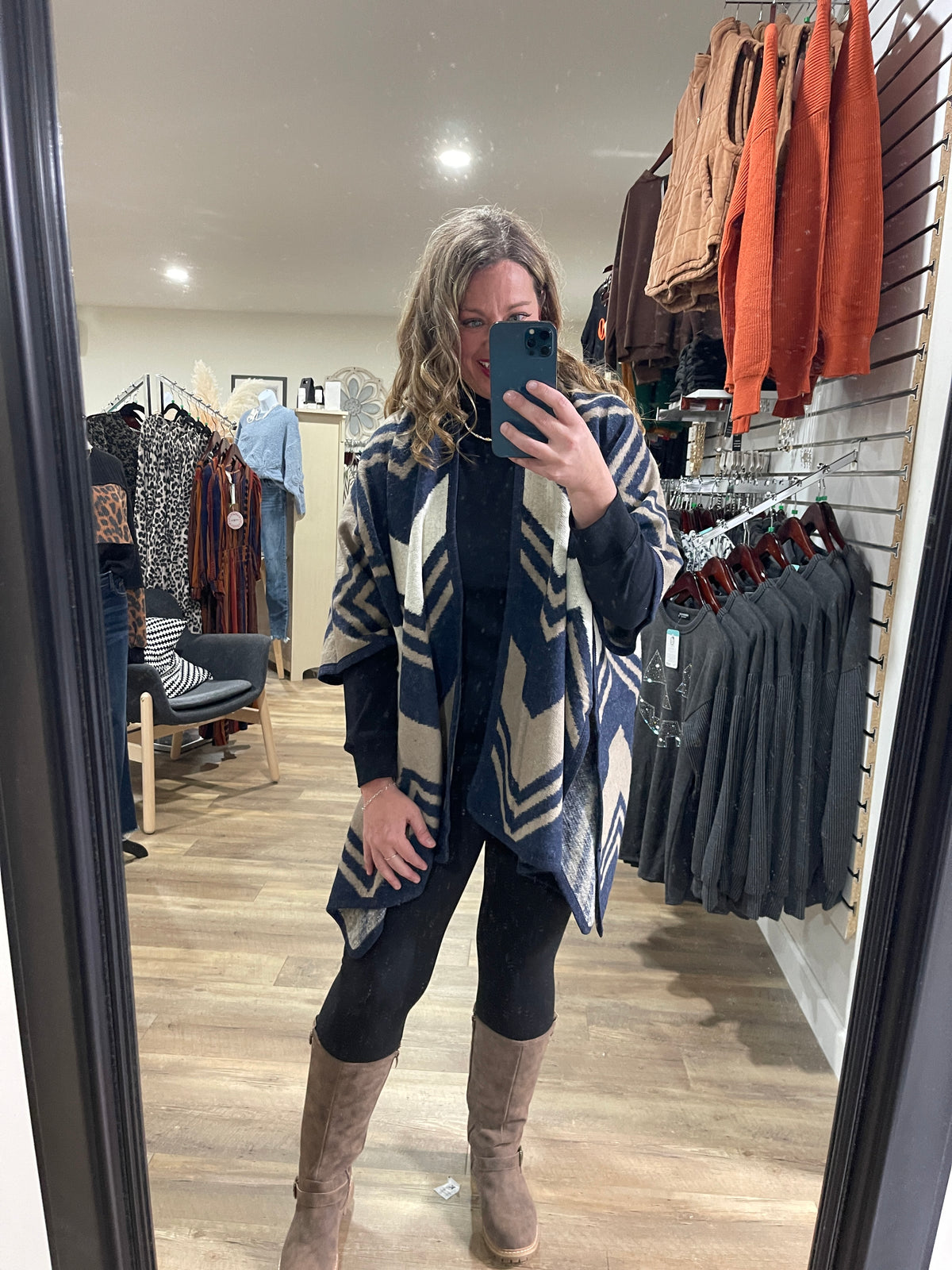 PRINTED THROW OVER PONCHO - 6 COLORS