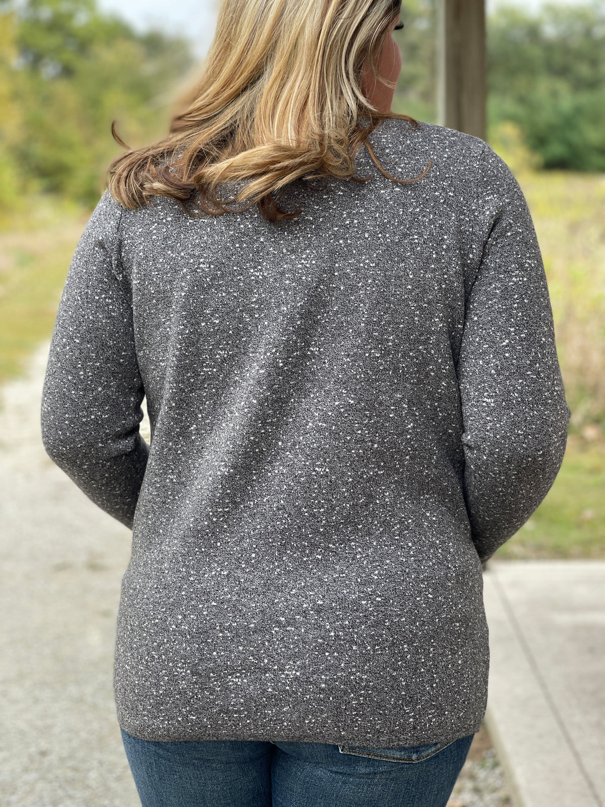 GREY/WHITE SPECKLE AND SHINE SWEATER
