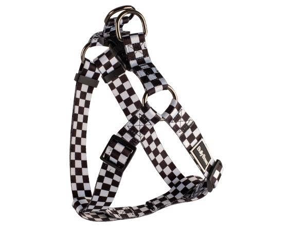 Bully Bows - Black And White Checkered Dog Harness: Small