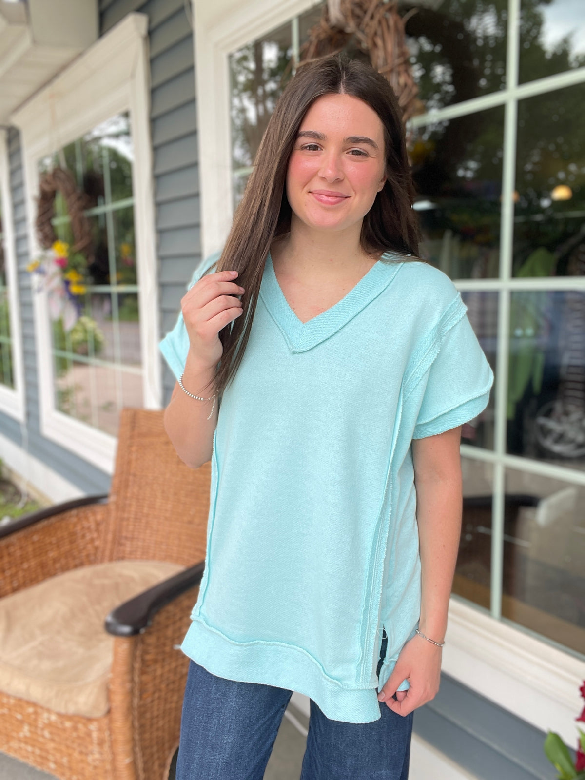 MINT FRENCH TERRY TOP W REVERSE STITCHING