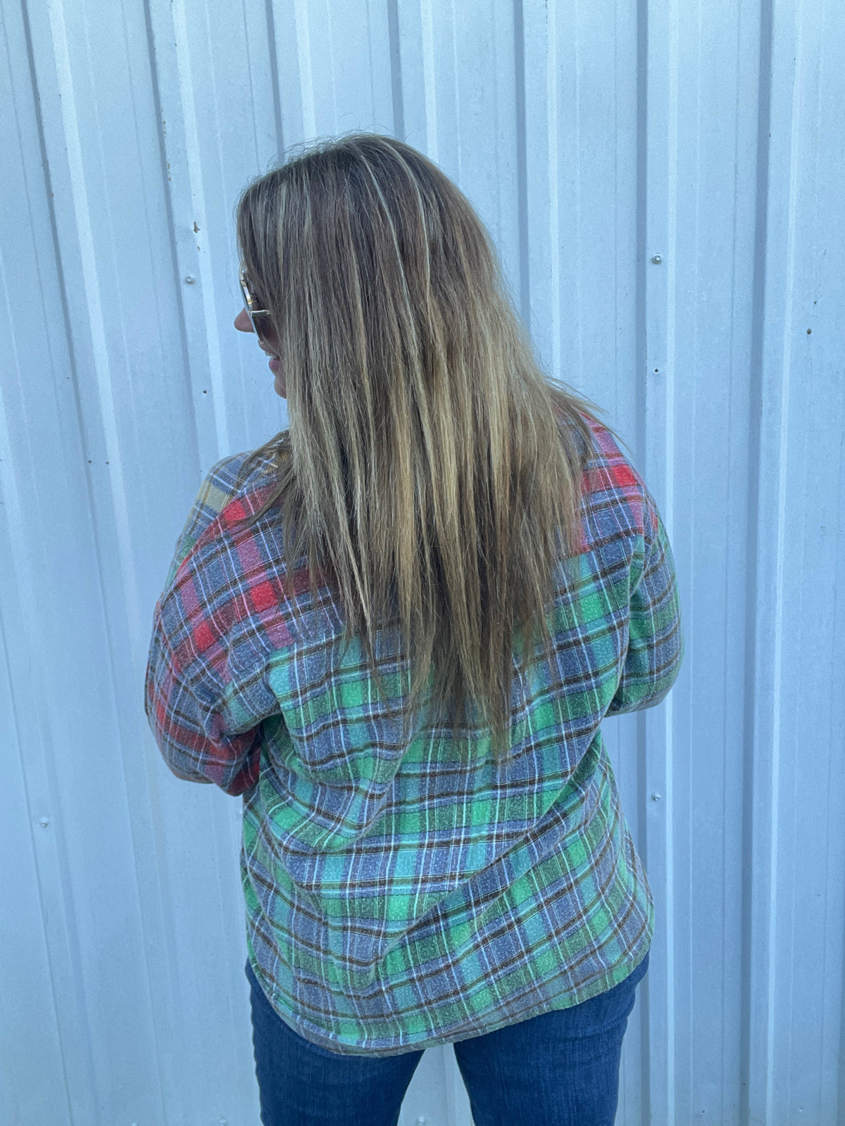 MULTI COLOR WASHED BUTTON UP PLAID