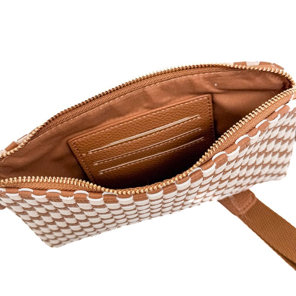 Pretty Simple - Emma Woven Clutch Wristlet: Black Checkered
