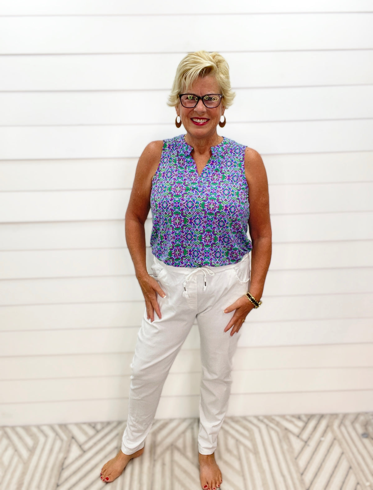 Plain Bi-Stretch Magic Trousers: WHITE