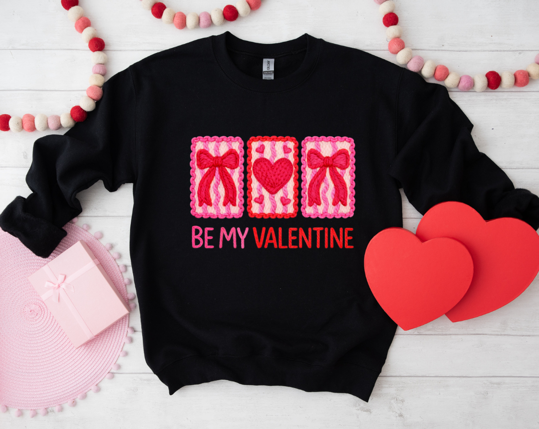 BE MY VALENTINE GRAPHIC  FAUX CROCHET SHORT SLEEVE TEE