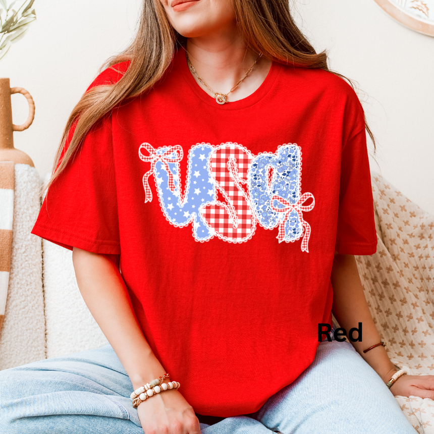 USA QUILTED GRAPHIC TEE